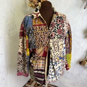 Sacred Threads Patchwork Boho Floral Jacket Size S/M